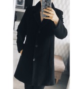 Czarny klasyczny ocieplany płaszcz rozm 36 