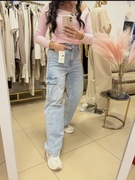 Spodnie jeansowe wide leg cargo M.Sara, rozmiar XL 42