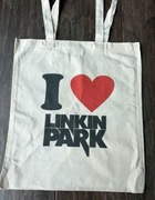 Torba tote bag Linkin park beige pink bawełna cotton bawełniana