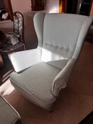 MIĘTOWY FOTEL USZAK + MIĘTOWY PODNÓŻEK STAN BARDZO DOBRY  