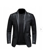 Marynarka męska skóra naturalna czarna nowa