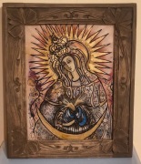 Mt. B Ostrobramska malowana na szkle, autor Zdzisław Płonka-Kudlik