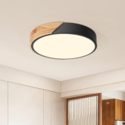Lampa sufitowa LED, 24 W, Ø 30 cm,czarna, o wyglądzie drewna, 3000 K