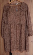 Sukienka H&M Logg panterka brązowa centki rozmiar 46