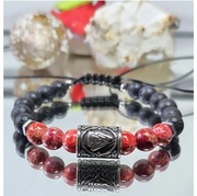 BRANSOLETKA RUNA VALKNUT STAL SZLACHETNA 316L SZNUREK SZER.18 CM MĘSKA 