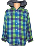 Niebiesko zielona Koszula w kratkę z kapturem Next 122 (7 lat)