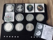 USA, 1 oz uncja 31,10g Amerykański Orzeł ciekawe kolor Proof