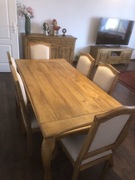 Stół drewniany RUSTYKALNY drewno MANGO krzesła drewniane tapicerowane 