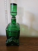 Zabawna figurkowa karafka z zielonego szkła, vintage, lata 60-te XX wieku