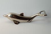 kolekcjonerski posrebrzany otwieracz do butelek, delfin