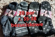 20 par skarpety skarpetki damskie dziewczęce, r. 35-38, czarne,bezuciskowe 