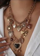 Łańcuszki naszyjniki serca na bogato 2 łańcuszki w 1