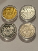 Solidarność. Zestaw 4 monet fi 25 mm. Gyges