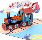 KARTKA URODZINOWA 3D POCIĄG PREZENT