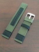 Pasek do zegarka nylonowy Militarny zielony khaki 20 mm Solidny