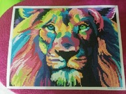  Obraz Kolorowy Lew haft diamentowy 
