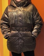 Świetna czekoladowa kurtka z frędzlami 