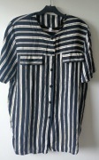 Długa bluzka z krótkim rękawem paski lata 80,90-te