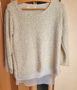 Tunika sweterek ze złotą nitką i cekinami