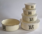 Pojemniki blaszane emaliowane 10-18cm 5 sztuk