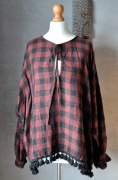Bluzka ZARA krata tartan oversize frills XS S M