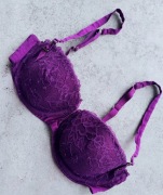 H&M biustonosz bardotka fuksja jedwab 75C 34C