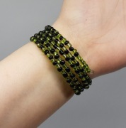 Bransoletka Wir szklany zielony czarny 2cm szeroka szkło Handmade