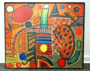 Obraz abstrakcyjny ręcznie malowany, M. Kowalski 94, sygnowany 56x48 unikat