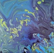Obraz akryl, abstrakcja, acrylic pouring, 30x30