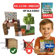 Klocki magnetyczne Minecraft 128 el – duże bloki 2,5 cm – sześciany