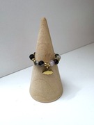 Pierścionek handmade z turmalinem wielobarwnym i złotą chmurką