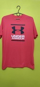 Koszulka t-shirt Under armour kol.  malinowa z big logo loose heat gear 