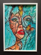 Abstrakcyjny portret kobiety pt. "Co skrywasz pod pancerzem "