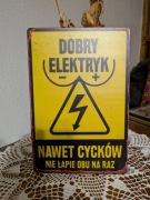 Tabliczka dekoracyjna z żartobliwym napisem, metalowa 