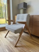 Fotel drewniany tapicerowany retro vintage NOWY