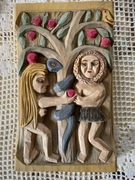 „Kuszenie Adama” płaskorzeźba sztuka naiwna