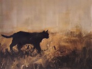 Plakat druk na płótnie czarny kot vintage