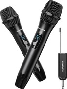 Mikrofon bezprzewodowy, podwójny, metalowy,czarny