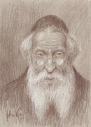 Judaica PORTRET ŻYD rysunek kredką 29x21cm