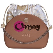 Beżowy organizer worek do Obag MOON LIGHT liście szary złoty ML komin OMAY