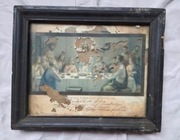 Obraz stary piękny rama przedwojenna świadectwo komunii Świętej