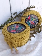 Koszyk z sznurka bawełnianego pudełko z wieczkiem prezent na Dzień Babci