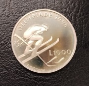 Srebrna moneta 1000 lir San Marino 1994 Zimowe IO Lillehammer 