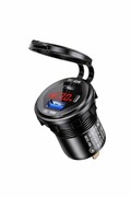 Szybka Ładowarka Motocyklowa Samochodowa 63W 2x USB TYP-C PD 45W Woltomierz