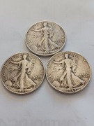 3 srebrne monety Half dollar 1942, 1943r USA
