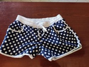 granatowe krótkie spodenki w białe kropki z kieszeniami szorty rybaczki