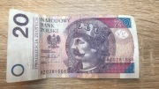 Banknot 20 zł 2016r. seria bestii trzy 666 Polecam