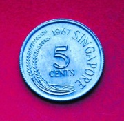 5 Centów  1967 r  -  Singapur    Wężówka   Piękny stan  !!