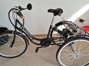 Trójkołowy pojazd elektryczny z napędem na tylną os. 