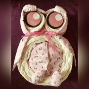 Sowa z pampersów, prezent z pampersów, baby shower